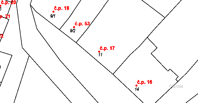 Količín 17, Holešov na parcele st. 11 v KÚ Količín, Katastrální mapa