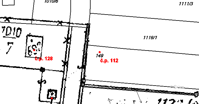 Lančov 112 na parcele st. 149 v KÚ Lančov, Katastrální mapa