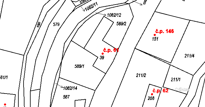 Rožany 61, Šluknov na parcele st. 39 v KÚ Rožany, Katastrální mapa