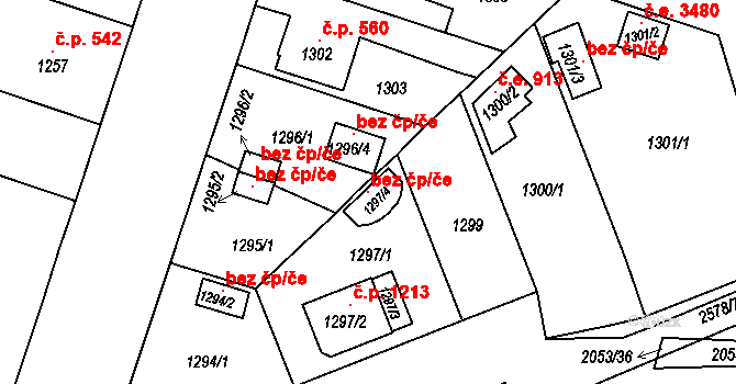 Plzeň 119320789 na parcele st. 1297/4 v KÚ Skvrňany, Katastrální mapa