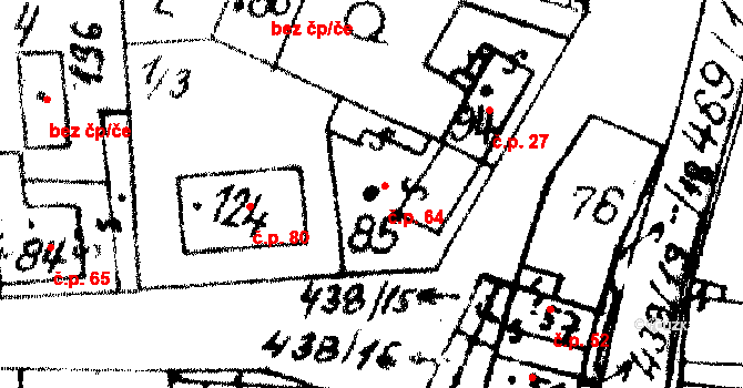 Hobšovice 64 na parcele st. 85 v KÚ Hobšovice, Katastrální mapa