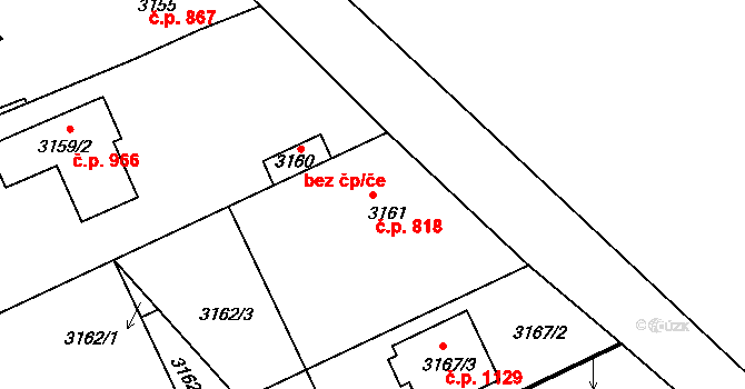 Rohatec 818 na parcele st. 3161 v KÚ Rohatec, Katastrální mapa