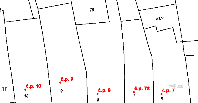 Pavlov 8 na parcele st. 8 v KÚ Pavlov u Stonařova, Katastrální mapa