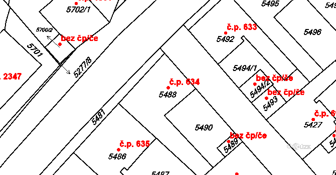 Kročehlavy 634, Kladno na parcele st. 5488 v KÚ Kročehlavy, Katastrální mapa
