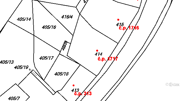 Děčín IV-Podmokly 1717, Děčín na parcele st. 414 v KÚ Podmokly, Katastrální mapa