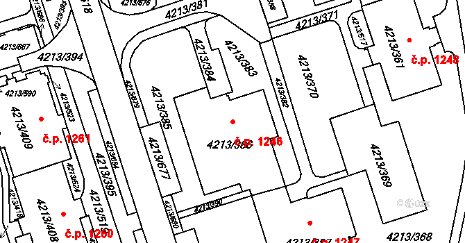 Lutyně 1246, Orlová na parcele st. 4213/386 v KÚ Horní Lutyně, Katastrální mapa