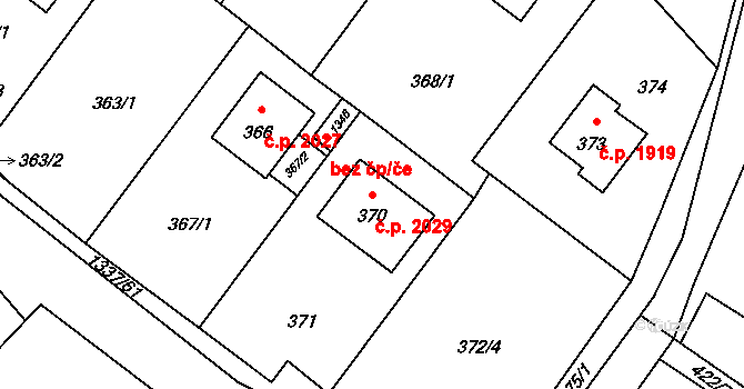Rožnov pod Radhoštěm 2029 na parcele st. 370 v KÚ Tylovice, Katastrální mapa