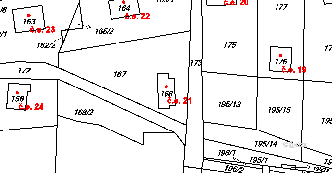 Církvice 21, Ústí nad Labem na parcele st. 166 v KÚ Církvice, Katastrální mapa