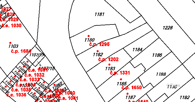 Ústí nad Labem-centrum 1202, Ústí nad Labem na parcele st. 1182 v KÚ Ústí nad Labem, Katastrální mapa