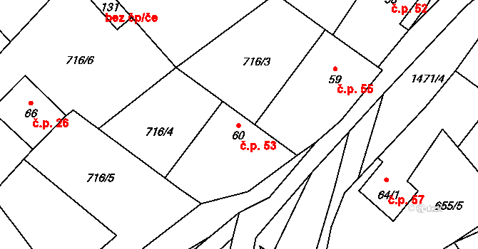 Číhalín 53 na parcele st. 60 v KÚ Číhalín, Katastrální mapa