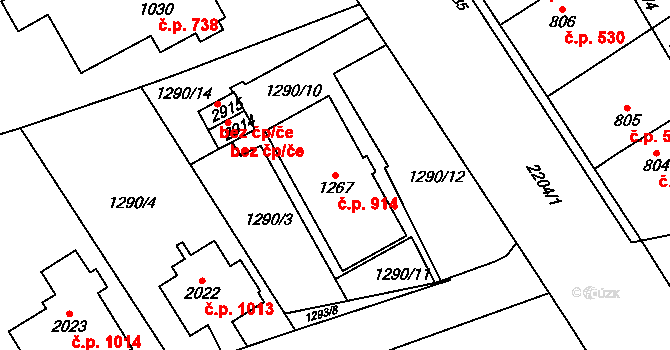 Litomyšl-Město 914, Litomyšl na parcele st. 1267 v KÚ Litomyšl, Katastrální mapa