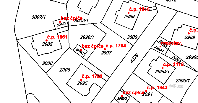 Teplice 1784 na parcele st. 2997 v KÚ Teplice, Katastrální mapa