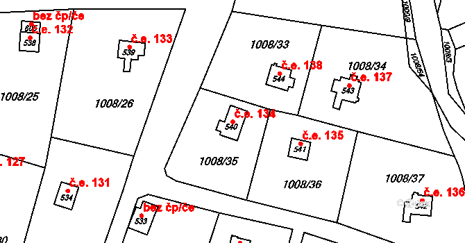 Olešnice v Orlických horách 134 na parcele st. 540 v KÚ Olešnice v Orlických horách, Katastrální mapa