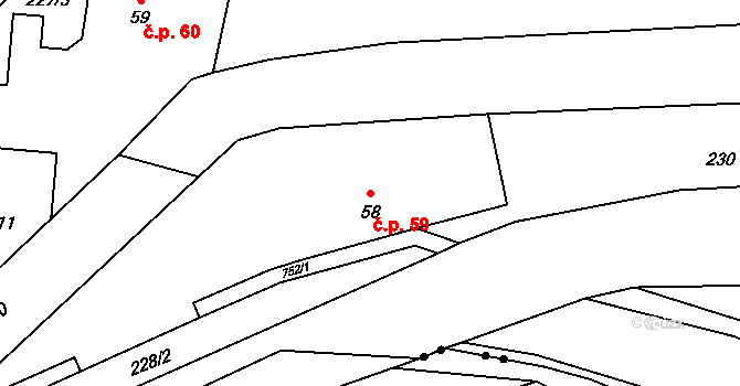 Mlýny 59, Kytlice na parcele st. 58 v KÚ Kytlické Mlýny, Katastrální mapa