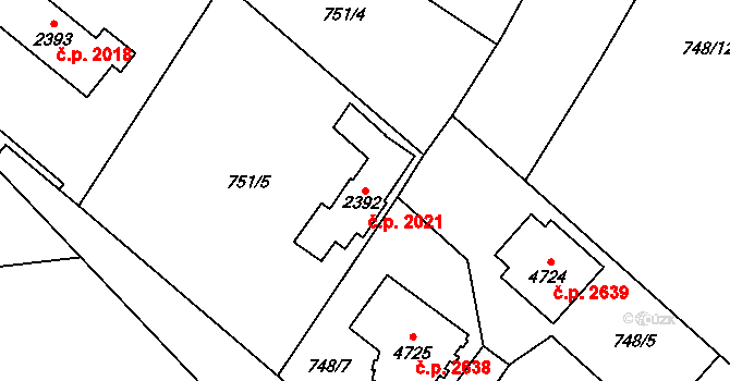 Dvůr Králové nad Labem 2021 na parcele st. 2392 v KÚ Dvůr Králové nad Labem, Katastrální mapa
