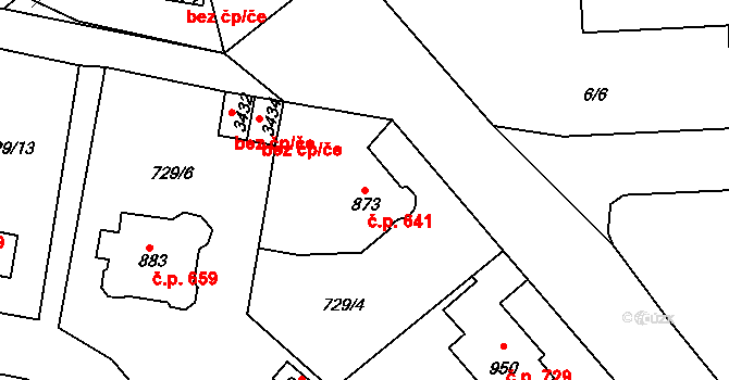 Vrchlabí 641 na parcele st. 873 v KÚ Vrchlabí, Katastrální mapa