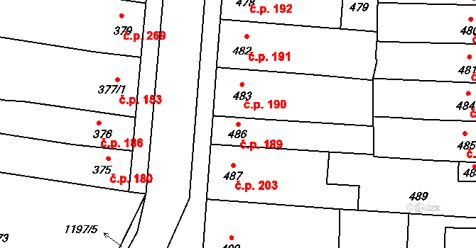 Opatovice 189 na parcele st. 486 v KÚ Opatovice u Rajhradu, Katastrální mapa