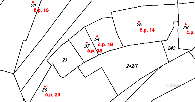 Miškovice 16, Třebovle na parcele st. 24 v KÚ Miškovice u Kouřimi, Katastrální mapa