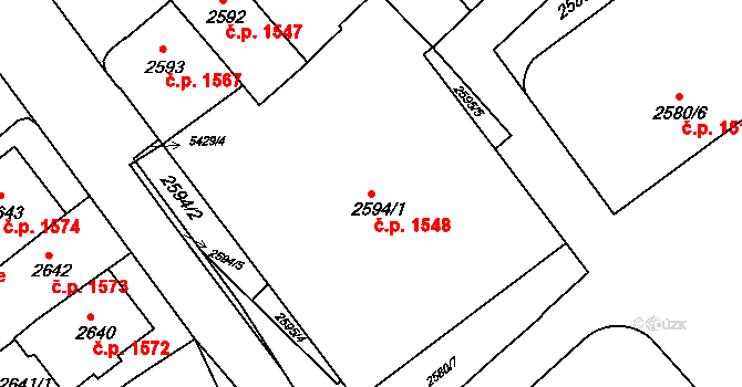 Znojmo 1548 na parcele st. 2594/1 v KÚ Znojmo-město, Katastrální mapa