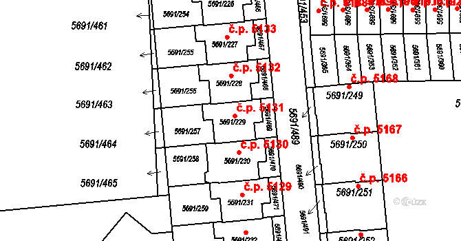 Jihlava 5131 na parcele st. 5691/229 v KÚ Jihlava, Katastrální mapa