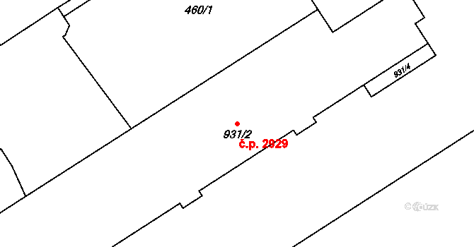 Vítkovice 2929, Ostrava na parcele st. 931/2 v KÚ Zábřeh-VŽ, Katastrální mapa