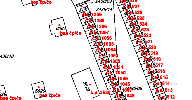 Hodonín 1053 na parcele st. 4740 v KÚ Hodonín, Katastrální mapa