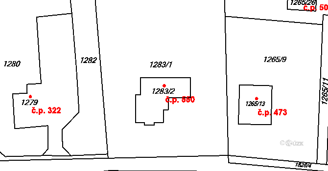 Baška 550 na parcele st. 1283/2 v KÚ Baška, Katastrální mapa