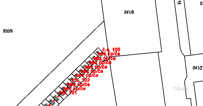 Pohořelice 100 na parcele st. 800/3 v KÚ Pohořelice nad Jihlavou, Katastrální mapa