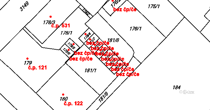 Frýdek-Místek 40321789 na parcele st. 181/4 v KÚ Místek, Katastrální mapa