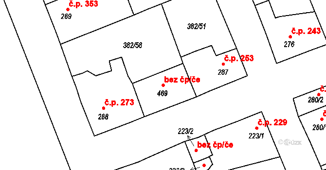 Rudná 43075789 na parcele st. 469 v KÚ Dušníky u Rudné, Katastrální mapa