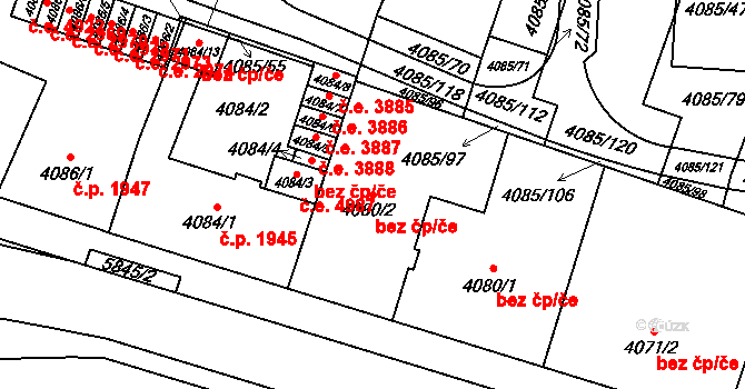 Jihlava 44516789 na parcele st. 4080/2 v KÚ Jihlava, Katastrální mapa