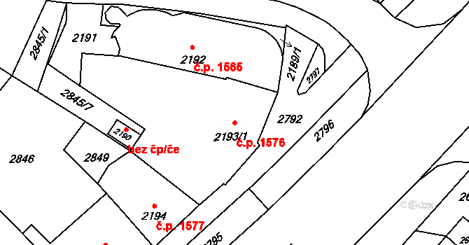 Kateřinky 1576, Opava na parcele st. 2193/1 v KÚ Kateřinky u Opavy, Katastrální mapa