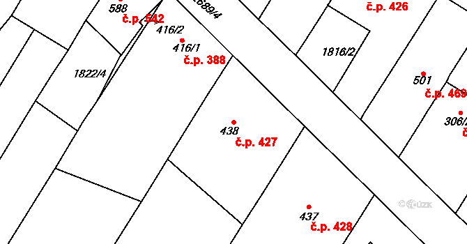 Zlechov 427 na parcele st. 438 v KÚ Zlechov, Katastrální mapa