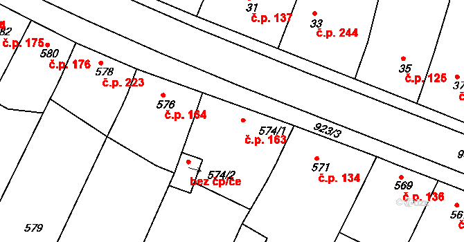 Vícemilice 163, Bučovice na parcele st. 574/1 v KÚ Vícemilice, Katastrální mapa