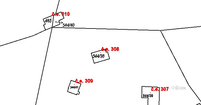 Třebenice 308, Štěchovice na parcele st. 544/38 v KÚ Štěchovice u Prahy, Katastrální mapa