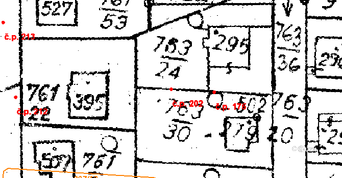 Choltice 202 na parcele st. 221/2 v KÚ Choltice, Katastrální mapa