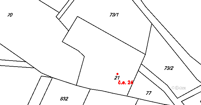Trhomné 23, Krsy na parcele st. 21 v KÚ Trhomné, Katastrální mapa