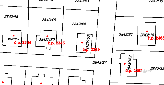 Louny 2346 na parcele st. 2842/167 v KÚ Louny, Katastrální mapa