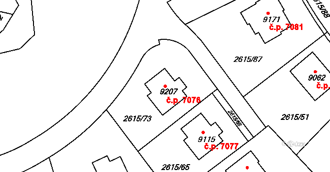 Zlín 7076 na parcele st. 9207 v KÚ Zlín, Katastrální mapa