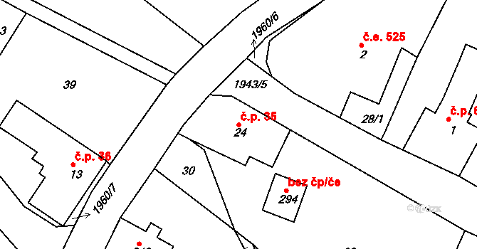 Jílové u Držkova 35 na parcele st. 24 v KÚ Jílové u Držkova, Katastrální mapa