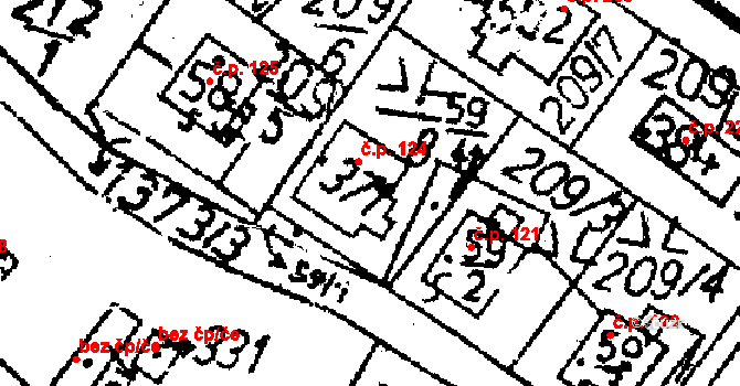 Markvartice 124, Jablonné v Podještědí na parcele st. 371 v KÚ Markvartice v Podještědí, Katastrální mapa