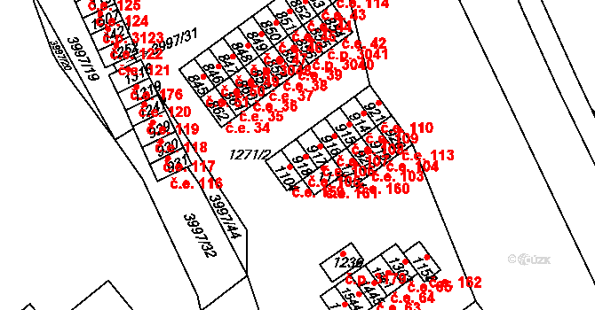 Pazderna 105, Vyškov na parcele st. 918 v KÚ Dědice u Vyškova, Katastrální mapa