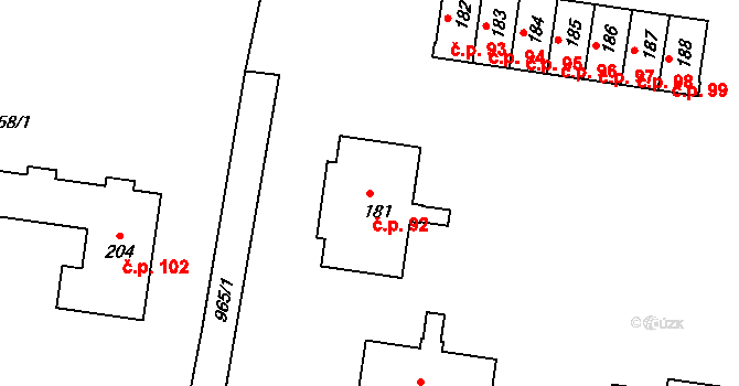Dešná 92 na parcele st. 181 v KÚ Dešná u Dačic, Katastrální mapa