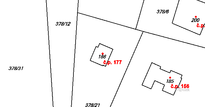 Libňatov 177 na parcele st. 186 v KÚ Libňatov, Katastrální mapa