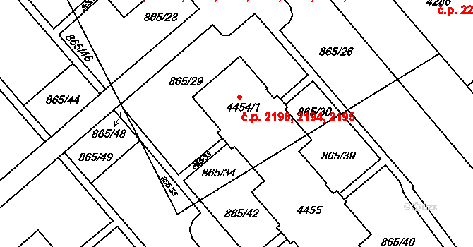 Blansko 2194,2195,2196 na parcele st. 4454/1 v KÚ Blansko, Katastrální mapa