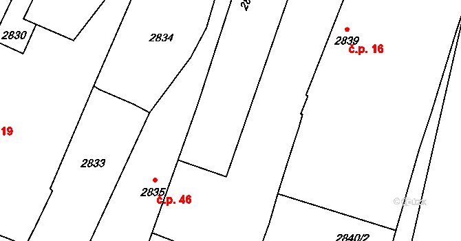 Žíšov 70 na parcele st. 2836/2 v KÚ Žíšov u Veselí nad Lužnicí, Katastrální mapa