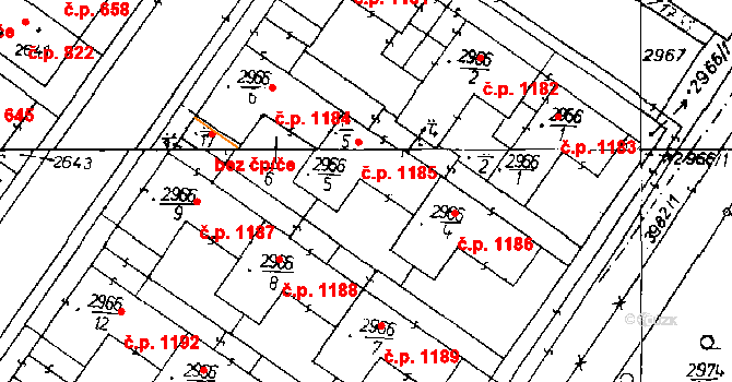 Poděbrady III 1185, Poděbrady na parcele st. 2966/5 v KÚ Poděbrady, Katastrální mapa