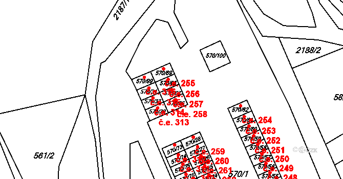 Klášterec nad Ohří 257 na parcele st. 570/67 v KÚ Klášterec nad Ohří, Katastrální mapa