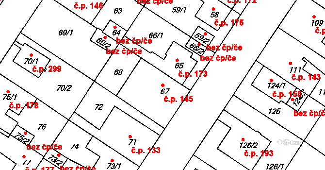 Prosetice 145, Teplice na parcele st. 67 v KÚ Prosetice, Katastrální mapa