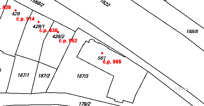 Litovel 955 na parcele st. 561 v KÚ Litovel, Katastrální mapa